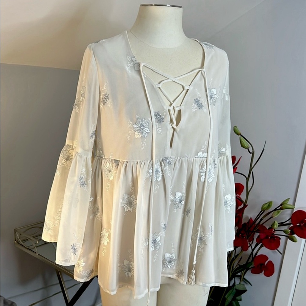 Show Me Your MuMu Bell Sleeve Peasant Blouse